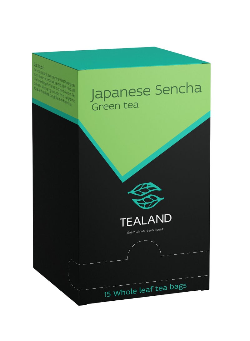 Tealand 15 Sachet Box Japan Sencha Malty & Rich 100% Natural Ingredients Antioxidants Rich Helps Destress Soothing & Calming Tisane  - Image 1