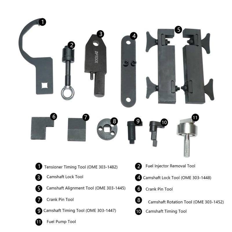 DPTOOL Camshaft Alignment Tool Kit for Land Rover Jaguar Discovry 4 Rang Rover Sport V8 5.0 L V6 3.0L Engine Timing Tool with Fuel Pump/Injector Tool Whole Set - Image 2