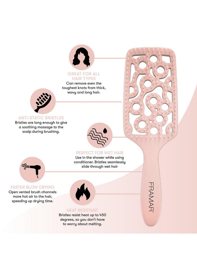 framar FRAMAR Professional Vented Hair Brush - Paddle Curved Hair Brush For Blow Drying, Wet Paddle Brush for Women Blow Drying  - Image 2