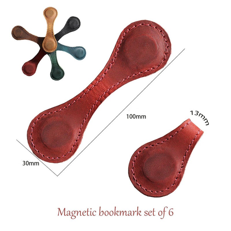 European-Style Retro Genuine Leather Magnetic Book Holder Retro Student Reading Mark Book Page Holder Double-Sided Hand Account Holder - Image 5