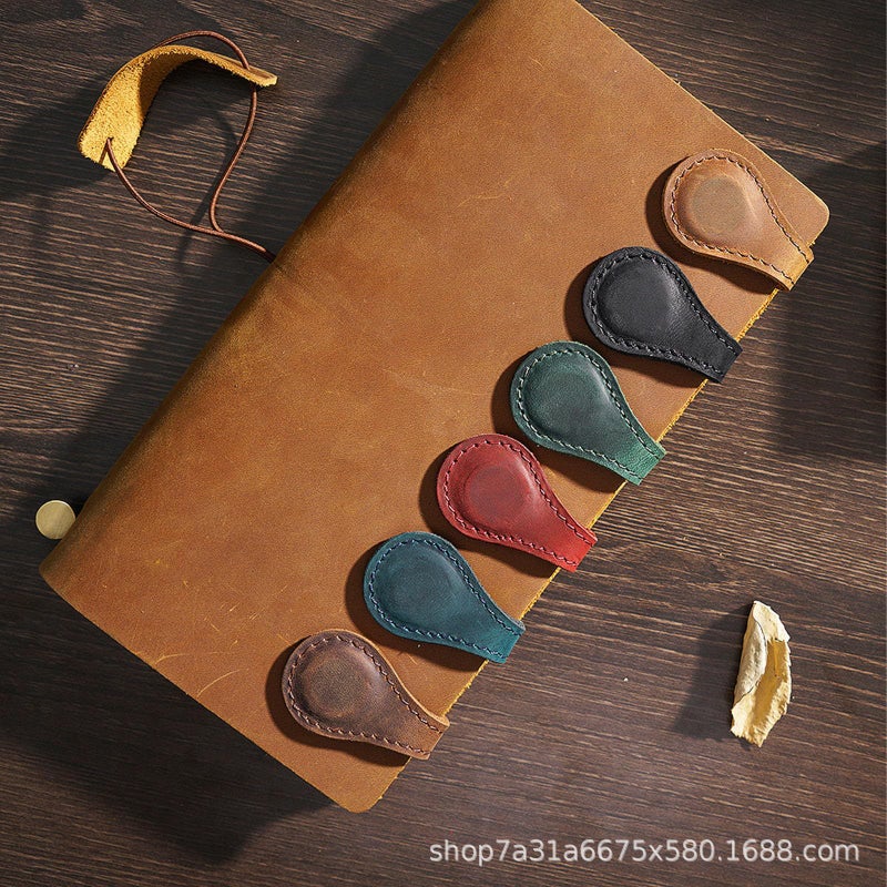 European-Style Retro Genuine Leather Magnetic Book Holder Retro Student Reading Mark Book Page Holder Double-Sided Hand Account Holder - Image 2