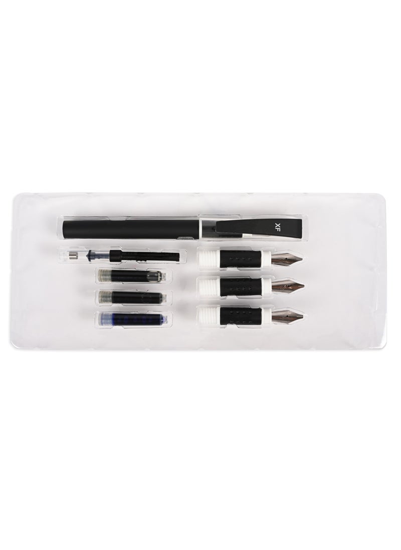 FIS FIS Calligraphy Pen Set of 8 Pieces with 4 Stainless Steel Nibs, 3 Inks (2 Black,1 Blue) Cartridges, 1 Pen Barrel, 1 Extra Ink Tank-FSCQ01  - Image 2