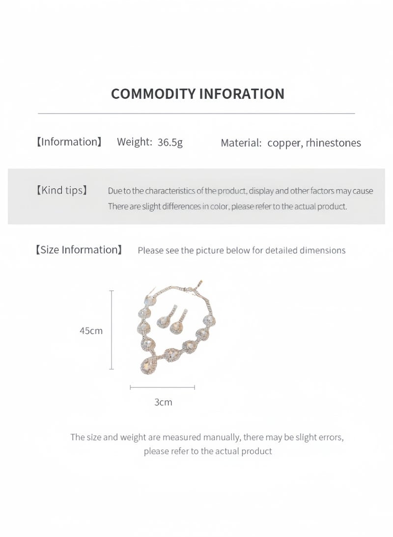 Water Drop Diamond Stud Earrings Necklace for wedding party (1 set) - Image 3