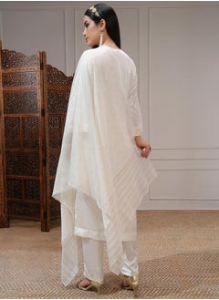 Vishudh Women White Embroidered Kurta Set by Styli  - Image 3
