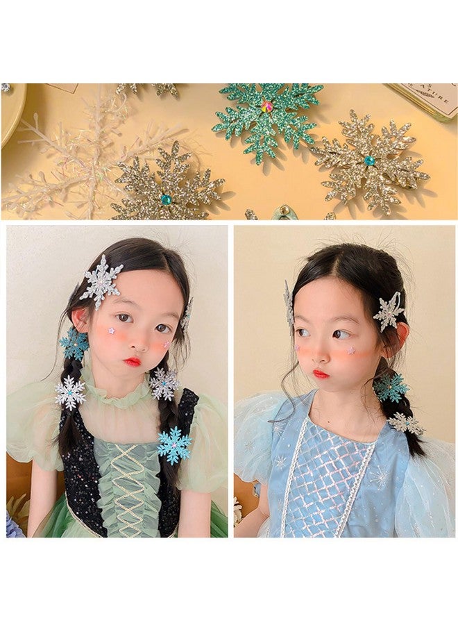 HANSAMU 8PCS Snowflake Hair Clip Blue White Christmas Hair Accessories for Women Xmas Bow Hair Clip Festive Snowflake Hairpins Holiday Hair Accessory Party Gifts Blue Silver - Image 3