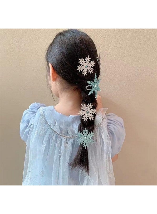 HANSAMU 8PCS Snowflake Hair Clip Blue White Christmas Hair Accessories for Women Xmas Bow Hair Clip Festive Snowflake Hairpins Holiday Hair Accessory Party Gifts Blue Silver - Image 5