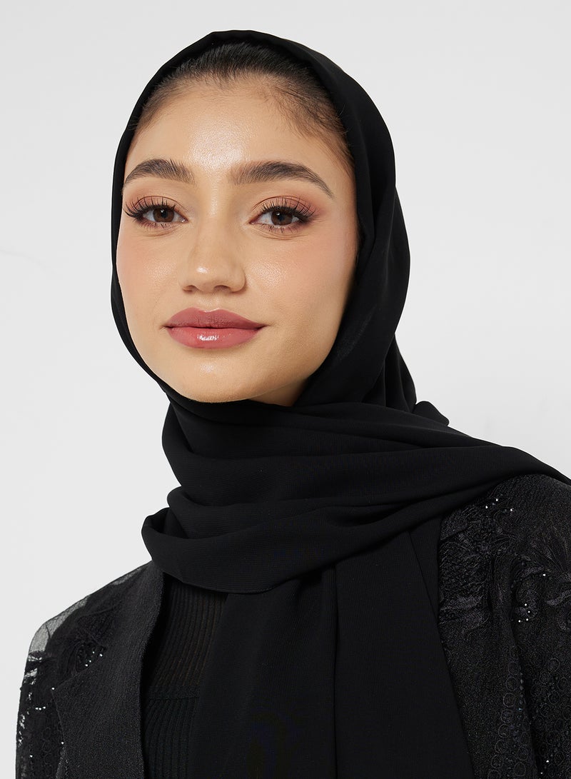 hayas closet Embellished Mesh Abaya with Sheila  - Image 4
