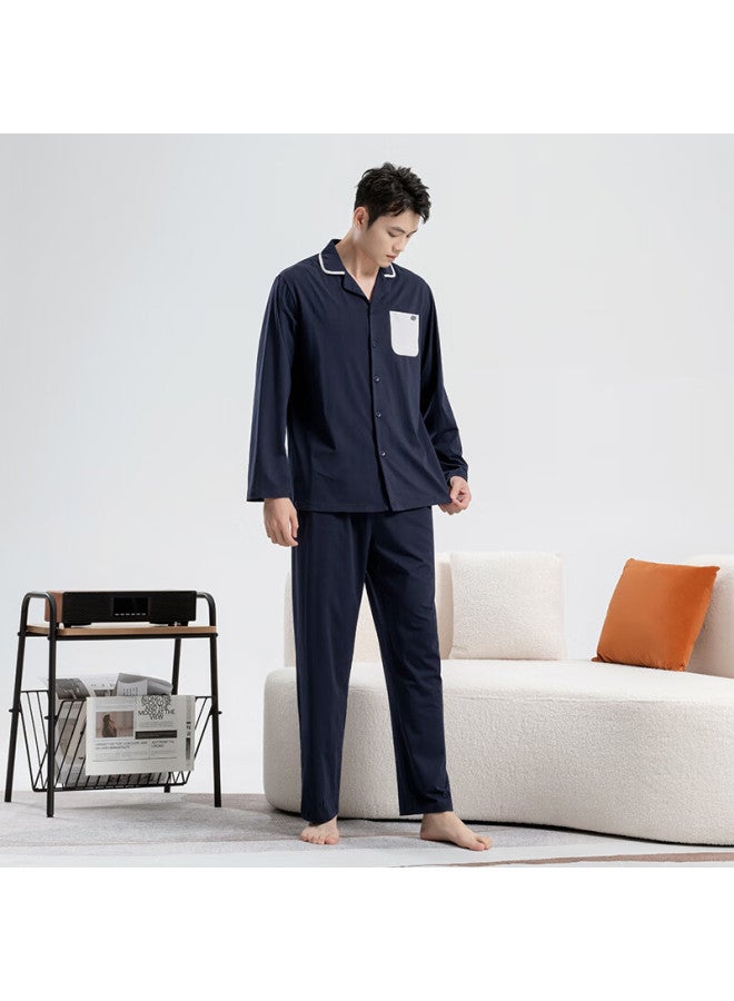 Skechers Men's Cotton Pajama Set Autumn Winter Cardigan Long Sleeve Long Pants Casual Loose Homewear