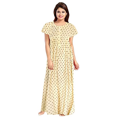 NEGLIGEE Women's Cotton Printed Maxi Nightgown Nighty for Women Ankle Length Night Dress - Pack of 2 (Free Size, 8 Beige & Creame) - Image 5
