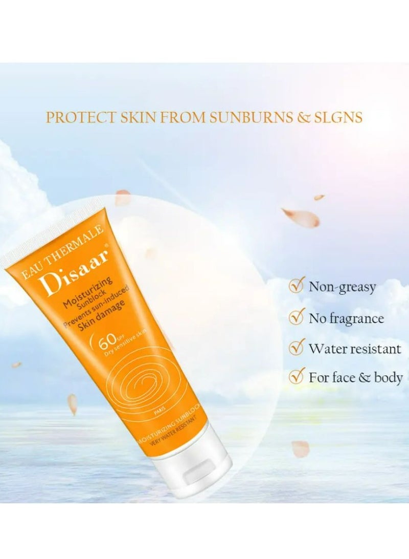 Disaar SPF 60+ Moistening Sunblock Sunscreen Cream For Dry Sensitive Skin 3 Pcs 3*80ml - Image 3