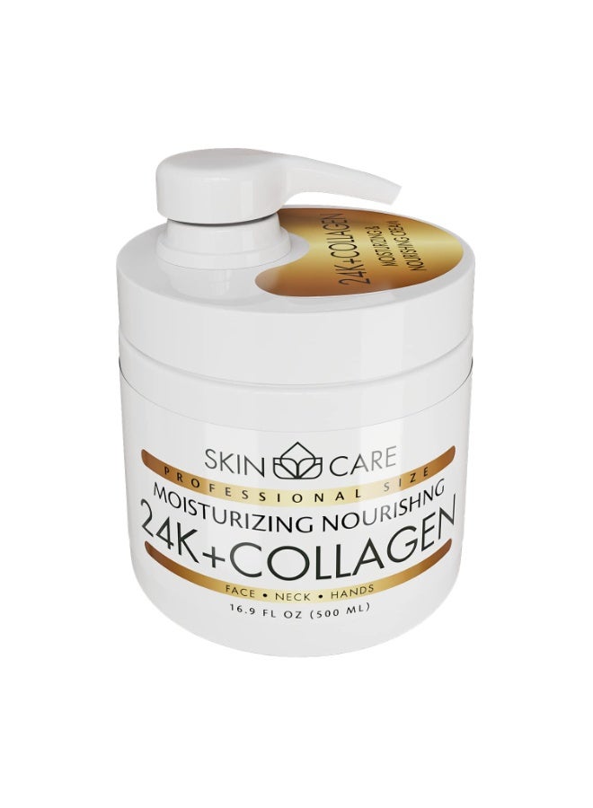 Skin care Skin Care 24K Gold & Collagen 3-in-1 Moisturizer Face Cream, Neck and Hands - Treatment for Crepey Texture, Wrinkles and Sagging - Daily Lotion for All Skin Types - 16.9 fl. oz. - Image 1