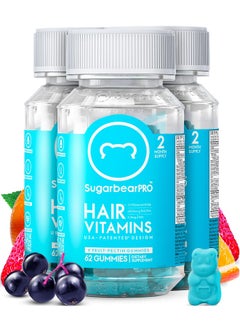 SugarbearPRO Sugarbear Hair Vitamin Gummy 6 Month Supply Extra Strength Biotin 6000mcg, Growth for Men & Women, Vegan Vitamin B12, MSM, Inositol, Omega 3, Elderberry, Certified Kosher, Halal, Cruelty-Free  - Image 1