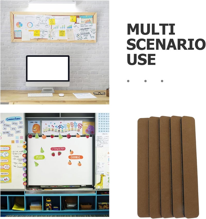 Self Adhesive Felt Pin Board Bar Strips 5pcs 5x33x1.2cm Brown Memo Announcement Bulletin Strips for Office Home Classroom Wall Display - Image 2