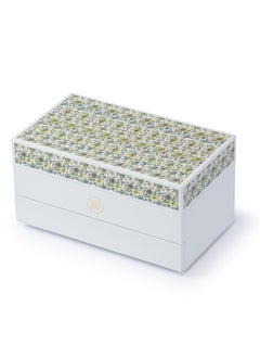 l'elefante Luxury Multi-Layer Jewelry Organizer Box with Mirror – White Wooden Jewelry Storage Case with Green Velvet Lining – Compartments for Rings, Earrings, Necklaces & Bracelets – Gift for Women  - Image 3