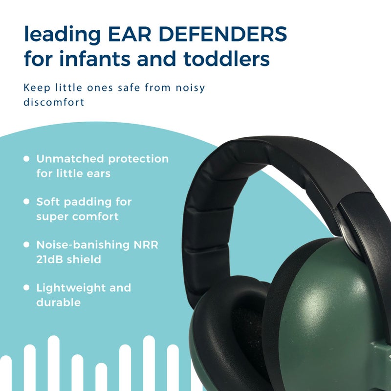 BANZ Earmuffs Infant Hearing Protection â€“ Ages 0-2 Years (Dark Green) - Image 3