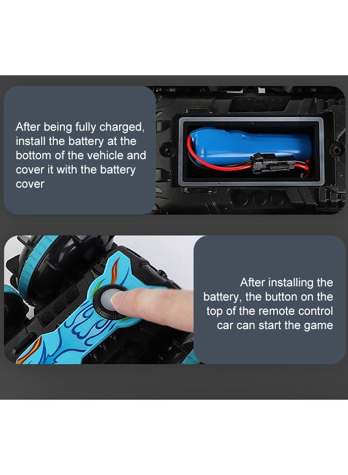 Amphibious 360° Rotating Remote Control Car, Double Sided 4WD RC Stunt Vehicle, Off-Road Electric Race Toy, for Sand, Rock, Steps and Water, Rechargeable Stunt Car for Kids Ages 6+