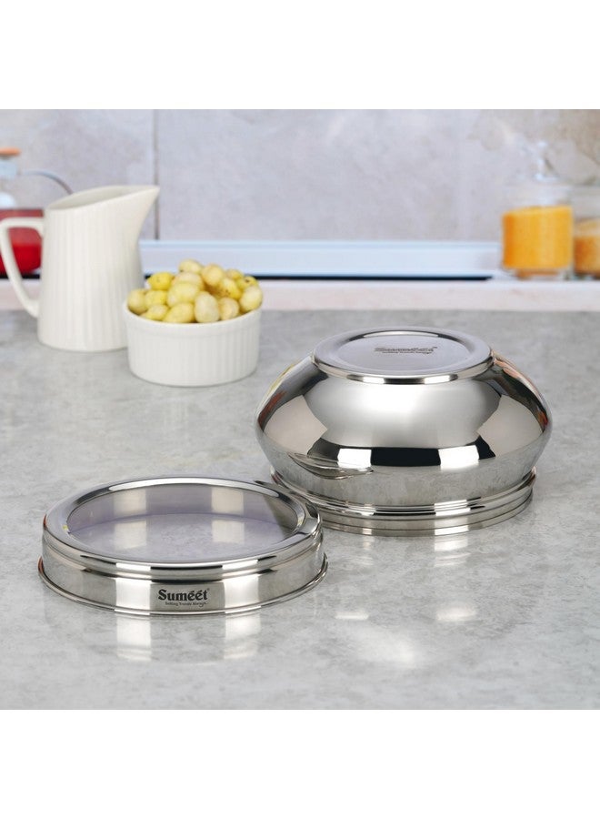 Sumeet Stainless Steel Handi Shape Big Size Canisters/Dabba/Storage Containers Set for kitchen with Transparent See Through Lid, 14.5cm Dia, 1400ml, Pack of 1, Silver - Image 5