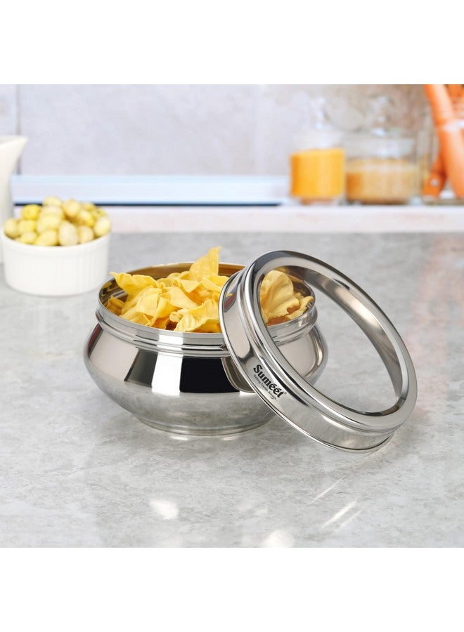 Sumeet Stainless Steel Handi Shape Big Size Canisters/Dabba/Storage Containers Set for kitchen with Transparent See Through Lid, 14.5cm Dia, 1400ml, Pack of 1, Silver - Image 3