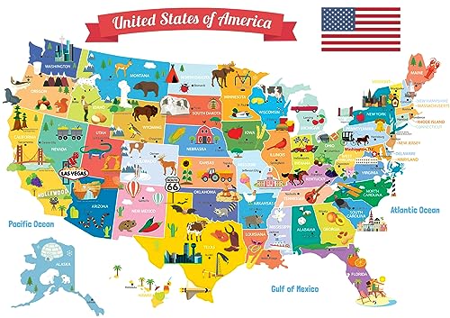 DECOWALL SG21906 USA Kids Wall Stickers Wall Decals Peel and Stick Removable Wall Stickers for Kids Nursery Bedroom Living Room dcor - Image 1