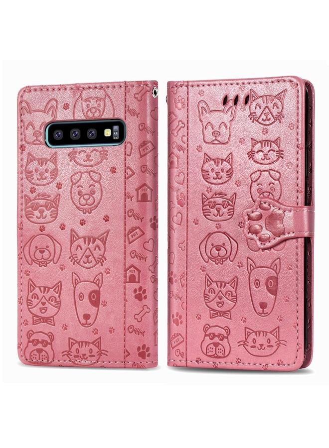 Zaboon Case For Galaxy S10 Cute Cat and Dog Embossed Horizontal Flip Leather Case with Bracket / Card Slot / Wallet / Lanyard - Image 2