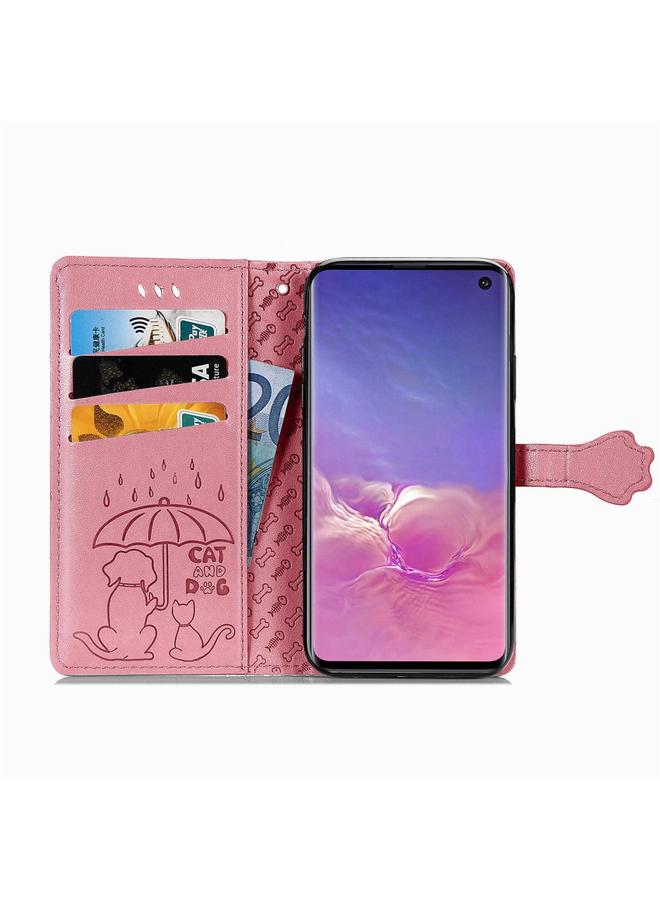 Zaboon Case For Galaxy S10 Cute Cat and Dog Embossed Horizontal Flip Leather Case with Bracket / Card Slot / Wallet / Lanyard - Image 3