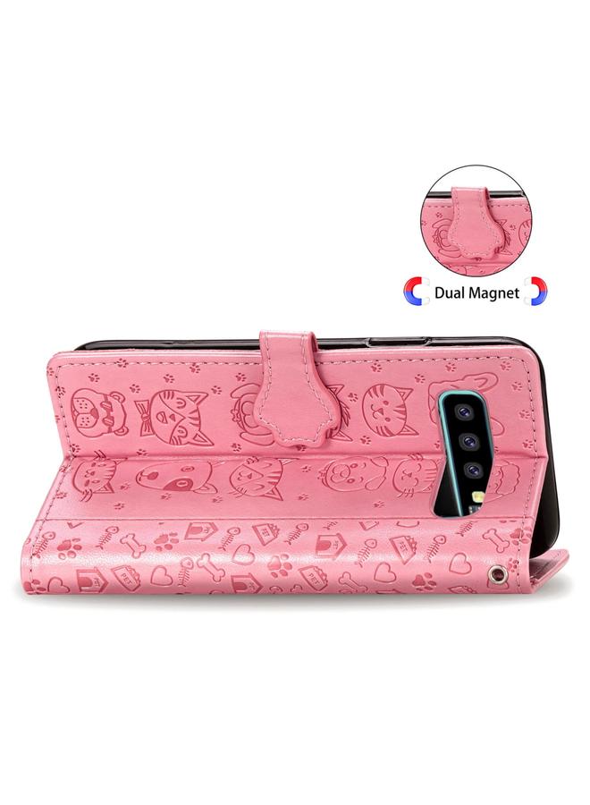Zaboon Case For Galaxy S10 Cute Cat and Dog Embossed Horizontal Flip Leather Case with Bracket / Card Slot / Wallet / Lanyard - Image 4