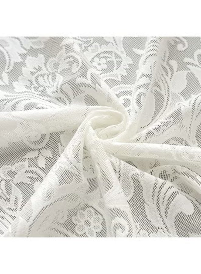 2 Panels Romantic Lace Light-Filtering Curtains, Exquisite Floral Lace Voile Sheer Window Gauze, Large Size 260×140cm White Breathable Sheer Curtain, Suitable for Bedroom, Living Room, Dining Room, Study, Villa and Patio - Image 5