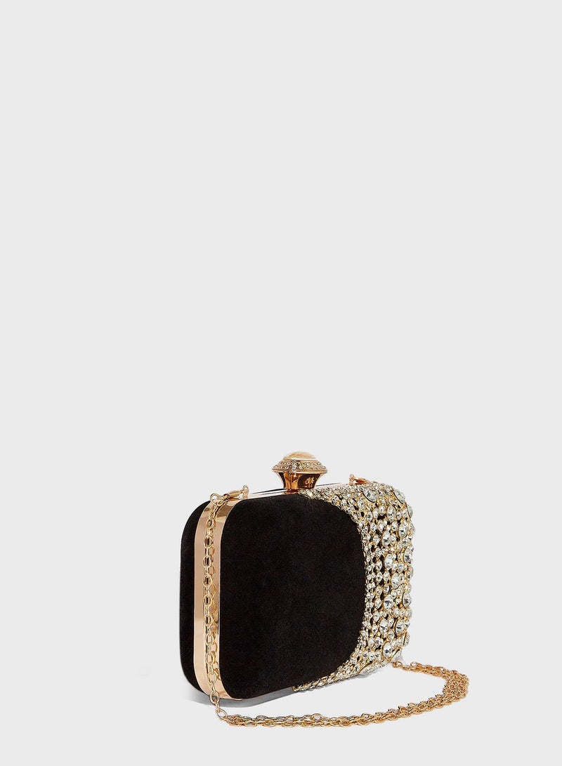 Khizana Pearl Detail Box Clutch Bag - Image 3