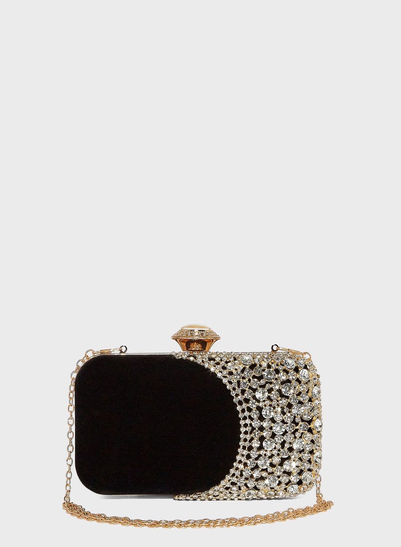 Khizana Pearl Detail Box Clutch Bag - Image 1