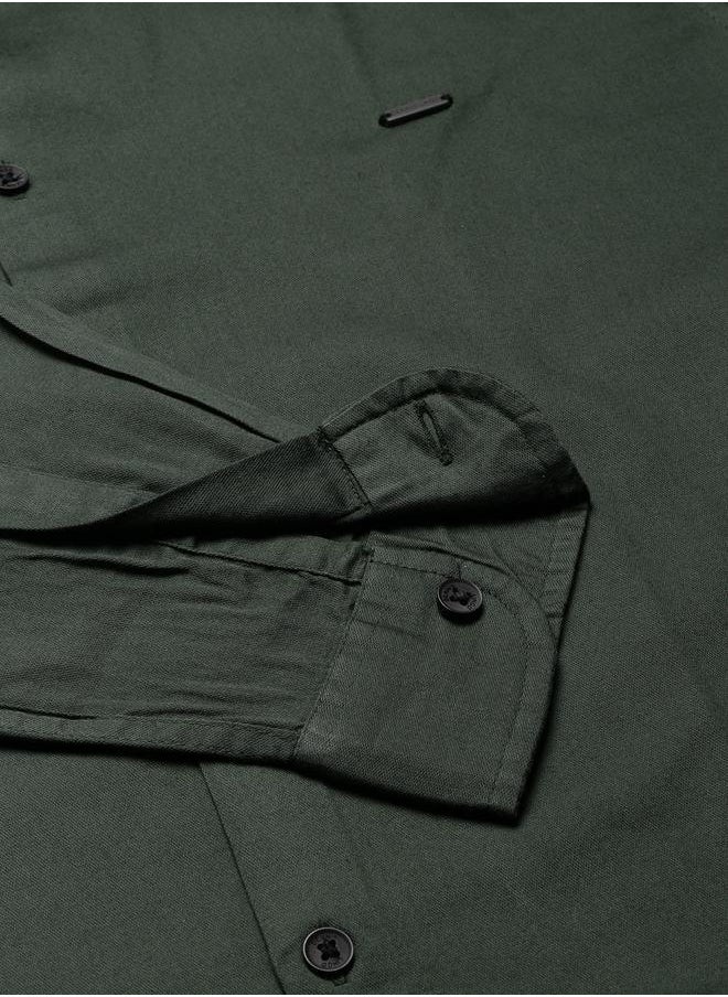Dennis Lingo - Slim Fit Green Casual Spread Shirt - 100% Cotton - Image 1