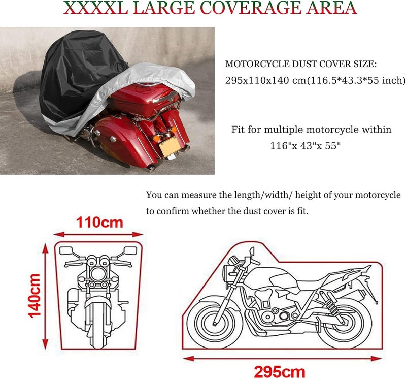 BAIONE COPART Waterproof Motorcycle Dust Cover with Lock Holes for Indian Chief, Chieftain Roadmaster, Dark Horse - 116 Inches XX Large - Image 5