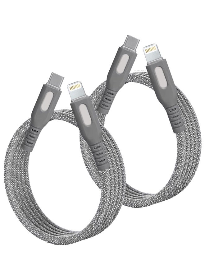 CATANES 2Packs Magnetic USB-C to Lightning Fast Charging Cable (1M) - PD 18W, Snap-On Design, MFi-Certified, Nylon-Braided - Light Grey - Image 1