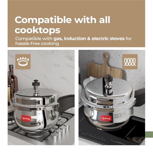 Lifelong Stainless Steel Curve Pressure Cooker 3Liters | Induction & Gas Stove Compatible with Outer Lid, ISI Certified & Lock System |Safe & Durable Kitchen Essential with 5 Years Warranty (Silver) - Image 5