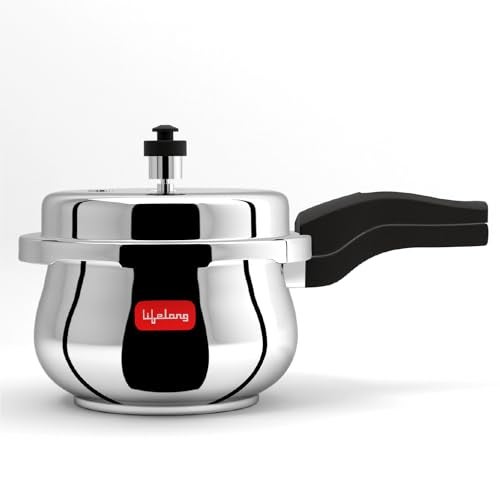 Lifelong Stainless Steel Curve Pressure Cooker 3Liters | Induction & Gas Stove Compatible with Outer Lid, ISI Certified & Lock System |Safe & Durable Kitchen Essential with 5 Years Warranty (Silver) - Image 1