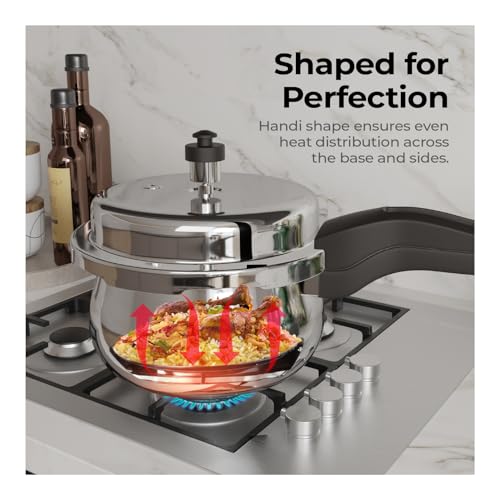 Lifelong Stainless Steel Curve Pressure Cooker 3Liters | Induction & Gas Stove Compatible with Outer Lid, ISI Certified & Lock System |Safe & Durable Kitchen Essential with 5 Years Warranty (Silver) - Image 4