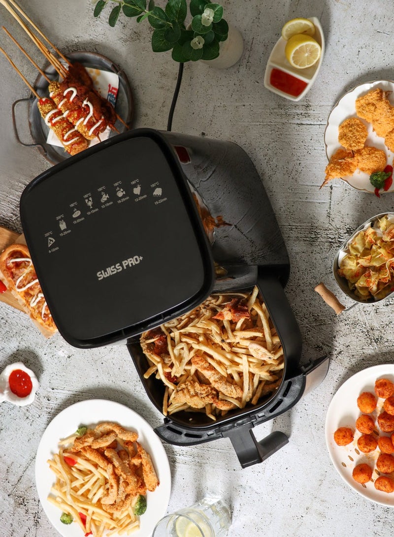 Swiss Pro+ Air Fryer without Fat - Stainless Steel Silver Black - 5L- 1450W - Image 3