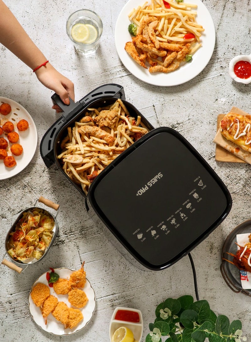 Swiss Pro+ Air Fryer without Fat - Stainless Steel Silver Black - 5L- 1450W - Image 5