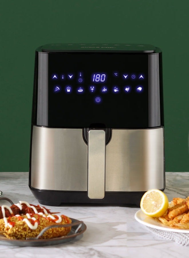 Swiss Pro+ Air Fryer without Fat - Stainless Steel Silver Black - 5L- 1450W - Image 1