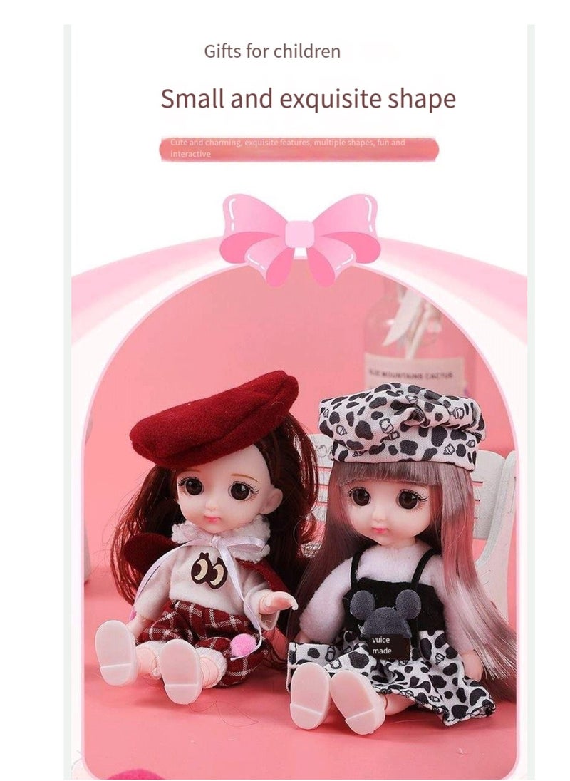 17 cm small doll princess gift box set children's girl clothes changeable dress-up Fashion Dolls Collection Set, 5 Pieces with Different Outfits, Pink Gift Box Girl gift (mew)  - Image 3