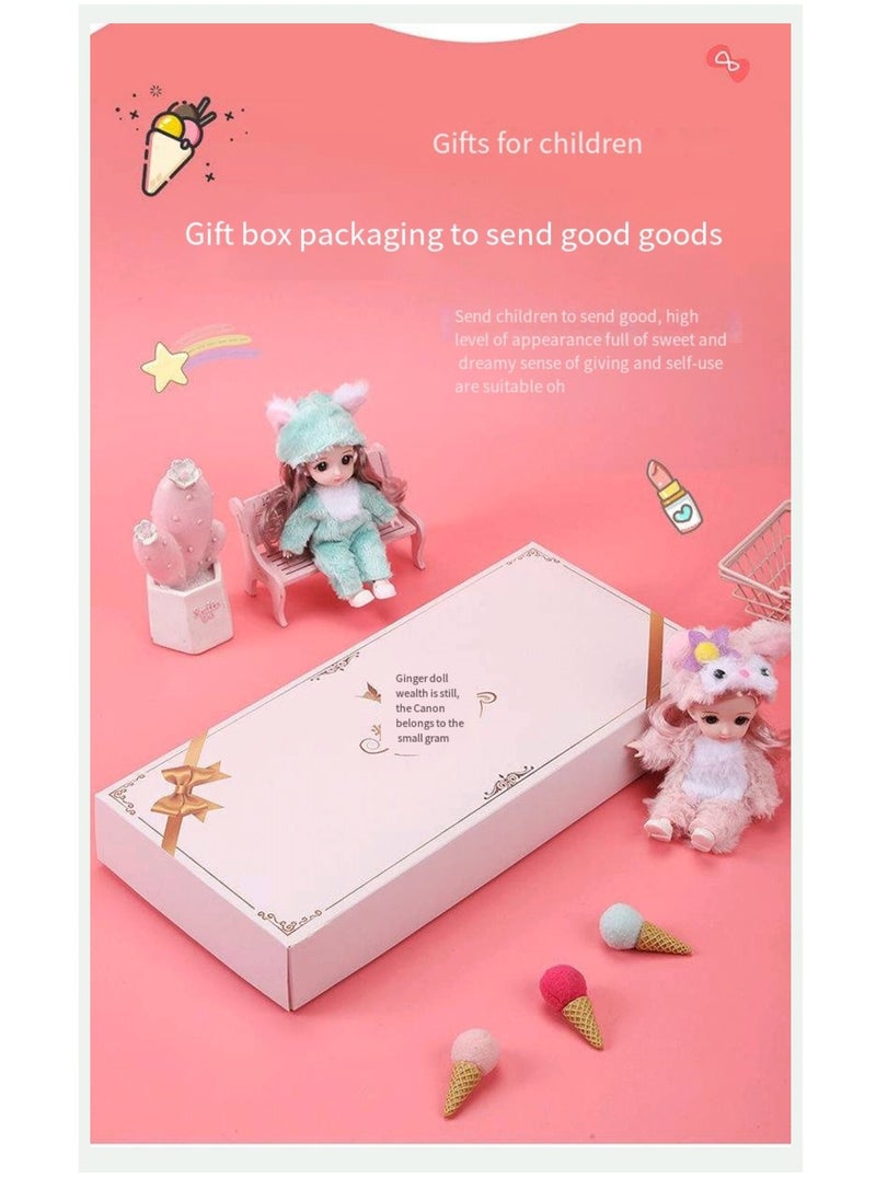 17 cm small doll princess gift box set children's girl clothes changeable dress-up Fashion Dolls Collection Set, 5 Pieces with Different Outfits, Pink Gift Box Girl gift (mew)  - Image 4