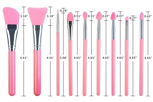 LORMAY 9 Pcs Silicone Makeup Brush Set: Applicator for Face Care, Eyeliner, Eyebrow, Eye Shadow, Lip Makeup and UV Epoxy Resin Crafts (Pink) - Image 2