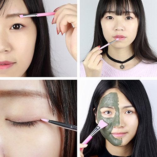 LORMAY 9 Pcs Silicone Makeup Brush Set: Applicator for Face Care, Eyeliner, Eyebrow, Eye Shadow, Lip Makeup and UV Epoxy Resin Crafts (Pink) - Image 4