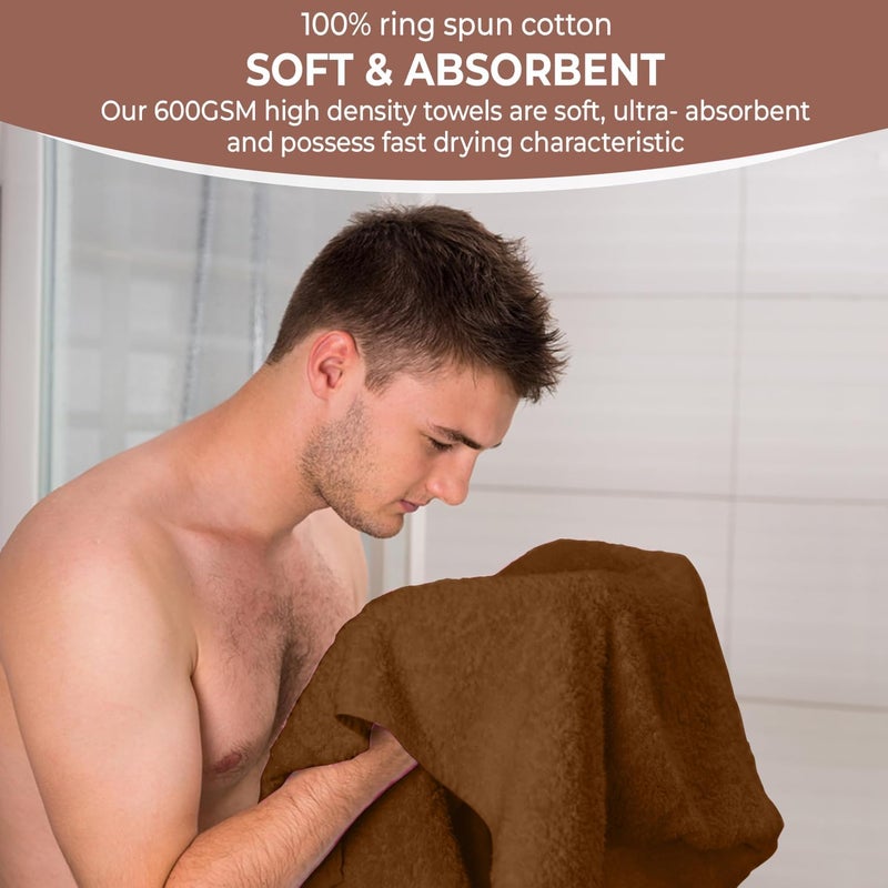 KAHAF COLLECTION Pack of 6 Bath Towels 27 x 54 Inches, 100% Cotton, Larger & Lighter Weight, Quicker to Dry, Super Soft and Absorbent, Perfect for Bathroom (Brown, Pack of 6 (27''x54'')) - Image 4