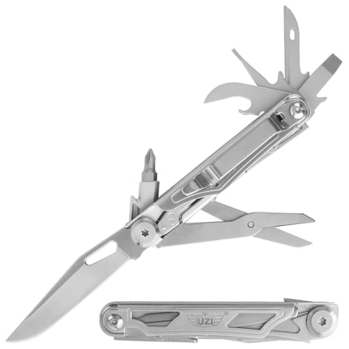 UZI Multifunctional 12-in-1 Multitool with Scissors, Glass Screwdriver, Wire Stripped, Bottle Opener, Can Opener & More - Stainless Steel Multi Tool Pocket Knife for Camping Fishing Survival Hunting - Image 1