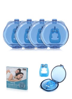 4 Pcs Anti Snore Devices, Silicone Magnetic Anti Snoring Nose Clip, Magnetic Nasal Dilator Ease Breathing Comfortable Sleeping for Men or Women (Blue)