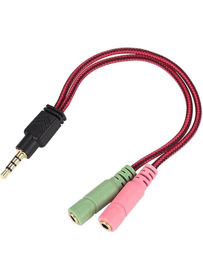 KOTION EACH - Headphone Splitter Adapter 3.5Mm 4 Pole Splitter Audio Mic Jack Y Cable 3.5Mm Stereo Male To 2X 3.5Mm Female Compatible For Gaming Headset Ps4 Xbox One Phone Laptop Ctia 8Inch 20Cm Blue - Image 1
