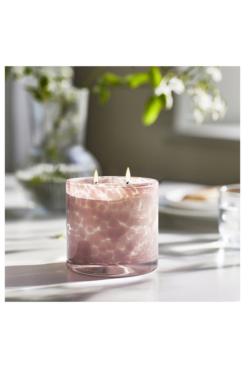 Scented candle in glass, 2 wicks, Jasmine/light pink, 50 hr - Image 3