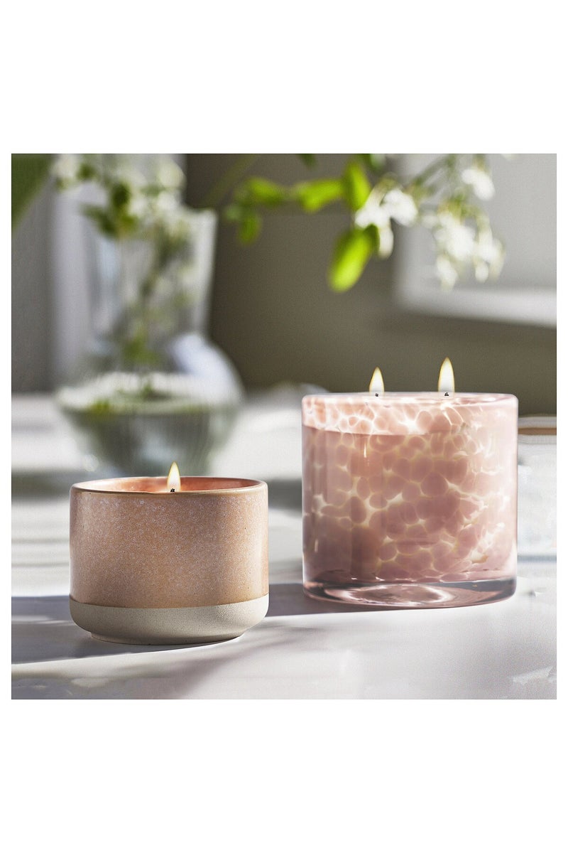 Scented candle in glass, 2 wicks, Jasmine/light pink, 50 hr - Image 5
