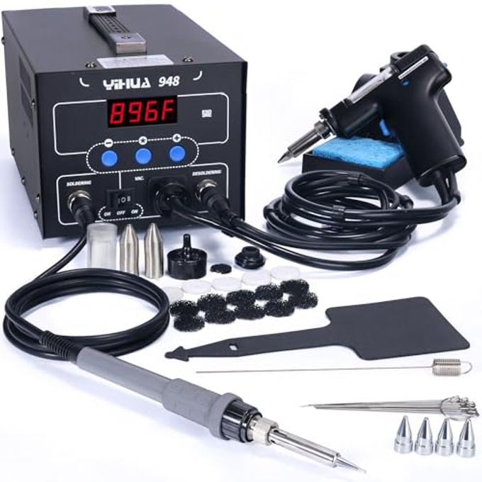 Yihua 948 Upgraded 2 In 1 Esd Safe 80W Desoldering Station And 60W Soldering Irondesoldering Gun And Soldering Station F /C - Image 1