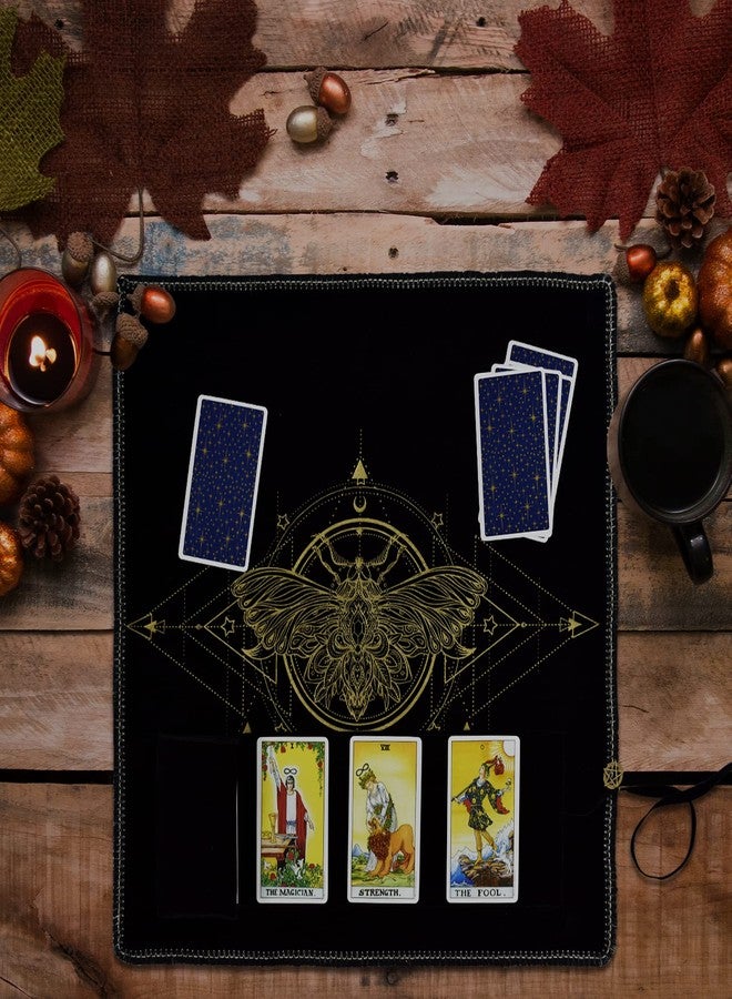 Knana 2Pcs Tarot Card Cloth - Velvet Altar Tarot Cloth with Holder Bag, Golden Bee Pattern - 19.68 x 19.68 inches - Black - Image 5